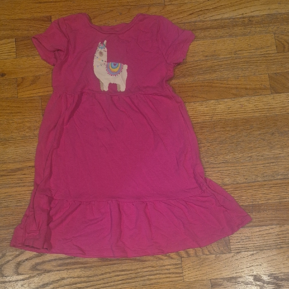 Crown & Ivy Pink Kids Dress with Llama Design